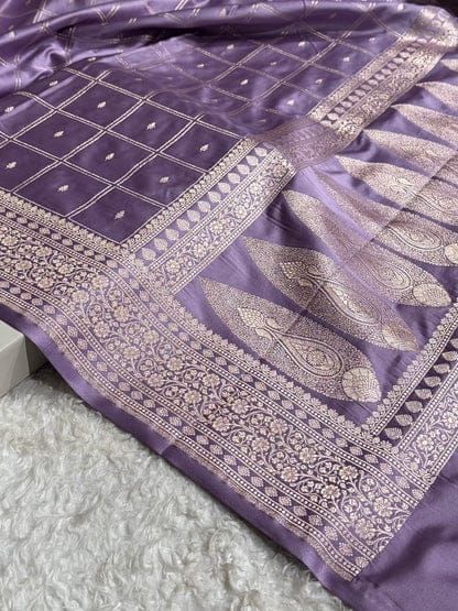 Mashru Silk Banarasi Zari Small Border Plain Design Saree