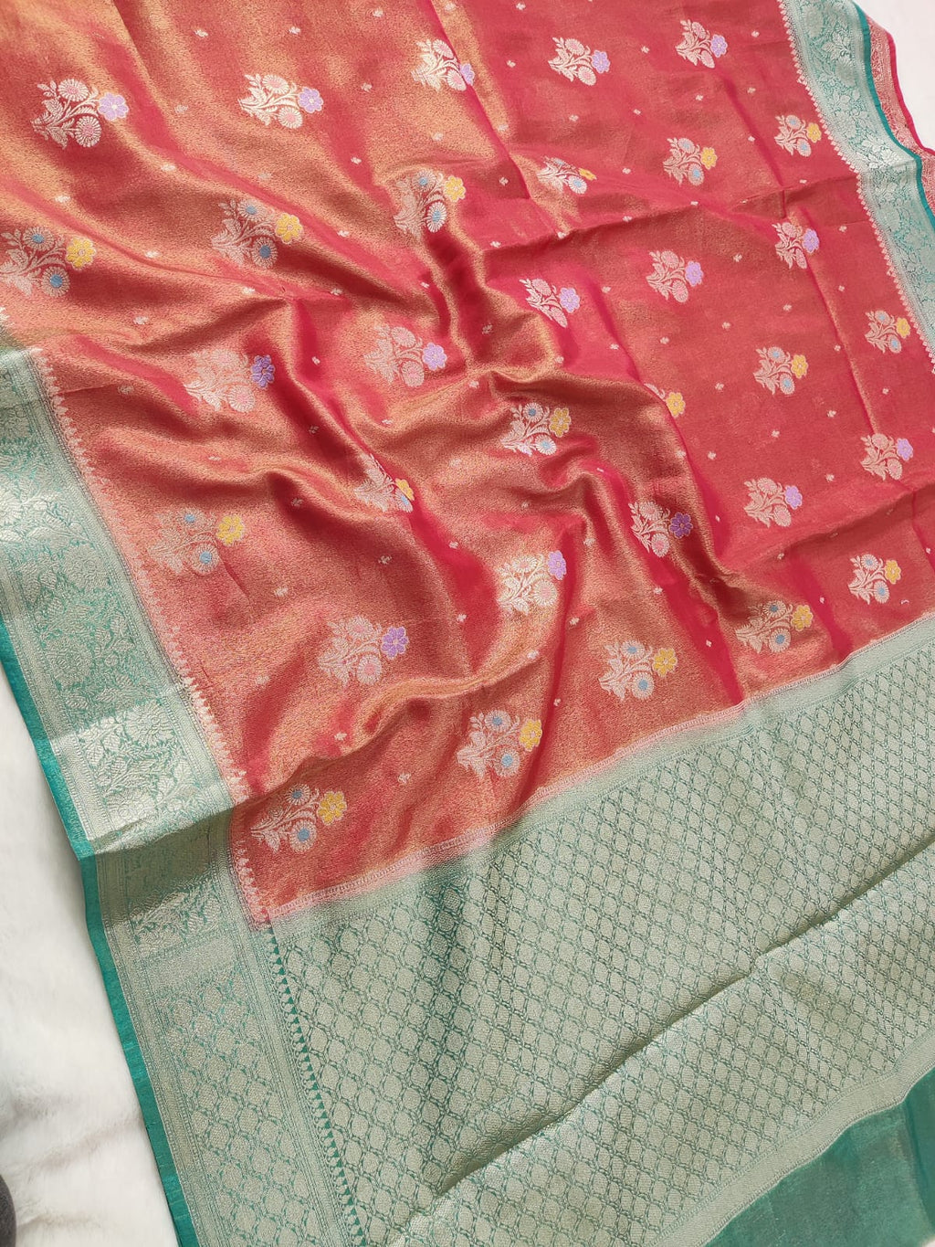 Katan Tissue Meena Buta Contrast Border