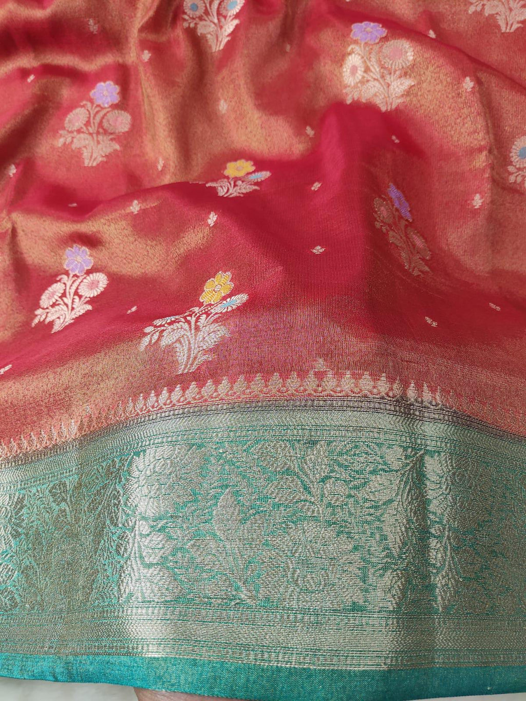 Katan Tissue Meena Buta Contrast Border