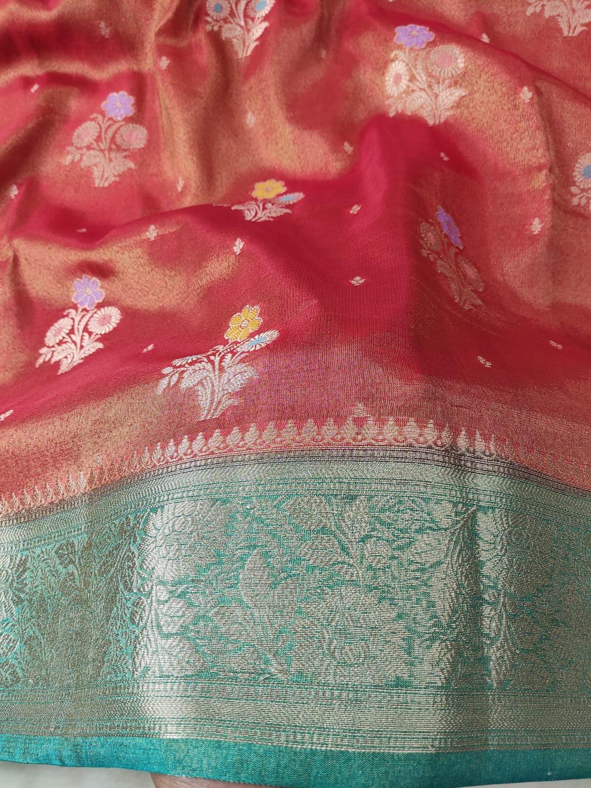 Katan Tissue Meena Buta Contrast Border