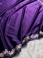 Mashru Silk Banarasi Zari Small Border Plain Design Saree