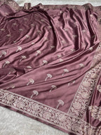 Mashru Silk Banarasi Zari Border Anchal Boota Design Saree