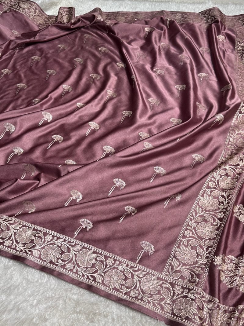 Mashru Silk Banarasi Zari Border Anchal Boota Design Saree