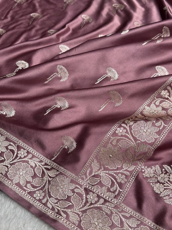 Mashru Silk Banarasi Zari Border Anchal Boota Design Saree