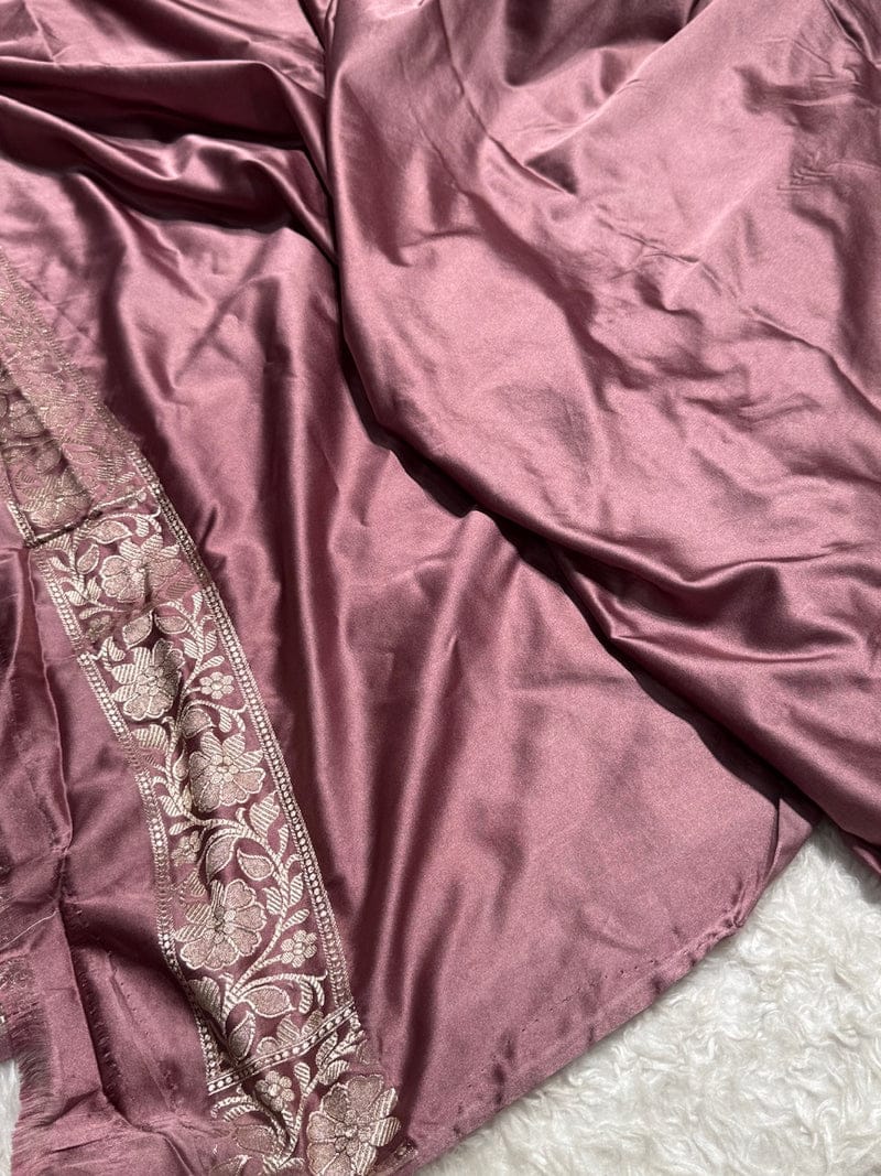 Mashru Silk Banarasi Zari Border Anchal Boota Design Saree