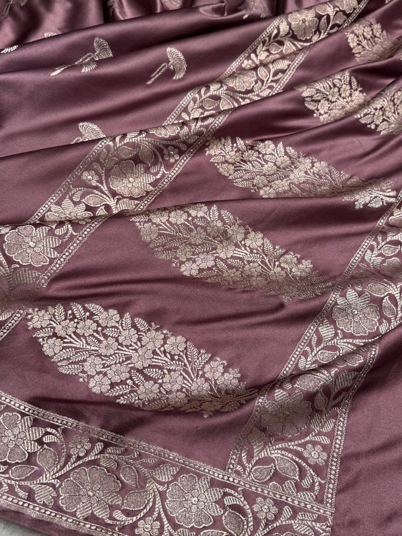 Mashru Silk Banarasi Zari Border Anchal Boota Design Saree