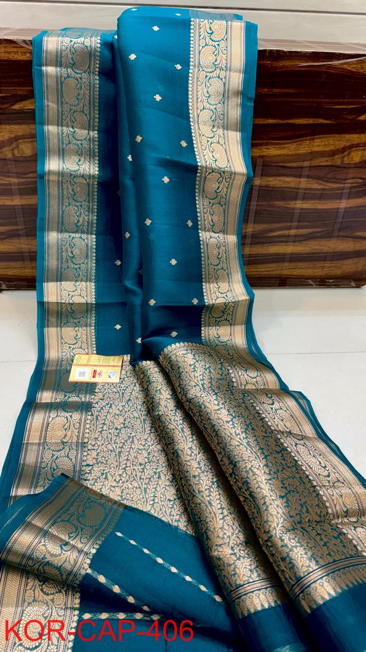 Pure Kora Silk Handwoven Kadwa Saree
