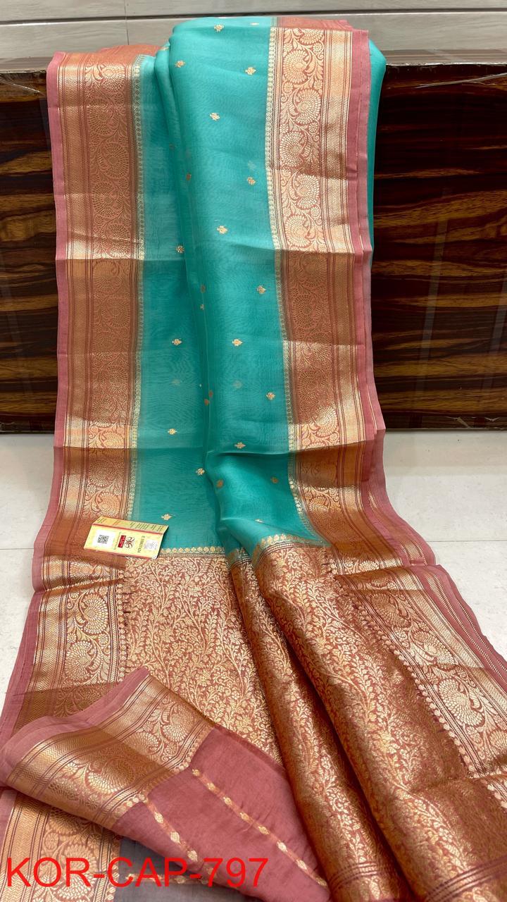 Pure Kora Silk Handwoven Kadwa Saree