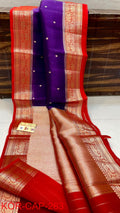 Pure Kora Silk Handwoven Kadwa Saree