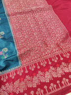 Contrast Silk Dhari Minakari Buta Design Saree