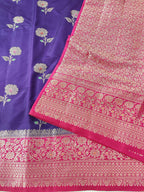 Contrast Silk Buta Zari Brder Design Saree