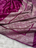Mashru Silk Banarasi Zari Small Border Plain Design Saree