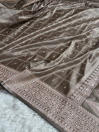 Mashru Silk Banarasi Zari Small Border Plain Design Saree