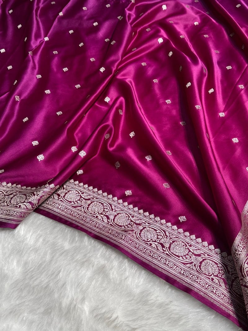 Mashru Silk Banarasi Zari Small Border Plain Design Saree