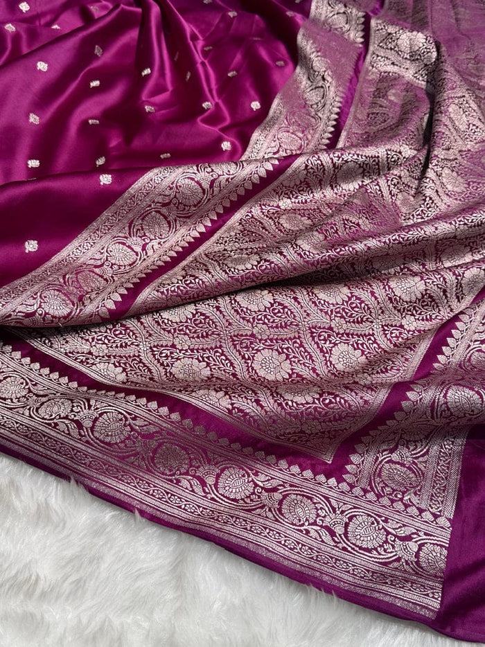 Mashru Silk Banarasi Zari Small Border Plain Design Saree