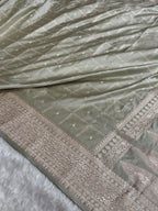Mashru Silk Banarasi Zari Small Border Plain Design Saree