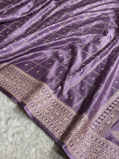 Mashru Silk Banarasi Zari Small Border Plain Design Saree