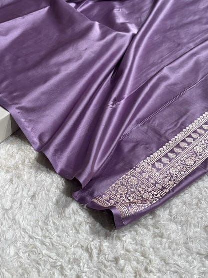Mashru Silk Banarasi Zari Small Border Plain Design Saree
