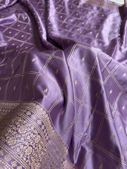 Mashru Silk Banarasi Zari Small Border Plain Design Saree