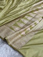 Mashru Silk Banarasi Zari Small Border Plain Design Saree
