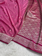 Mashru Silk Banarasi Zari Small Border Plain Design Saree