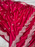 Mashru Silk Banarasi Zari Small Border Plain Design Saree