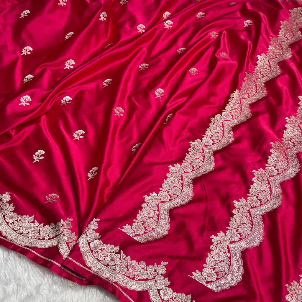 Mashru Silk Banarasi Zari Small Border Plain Design Saree