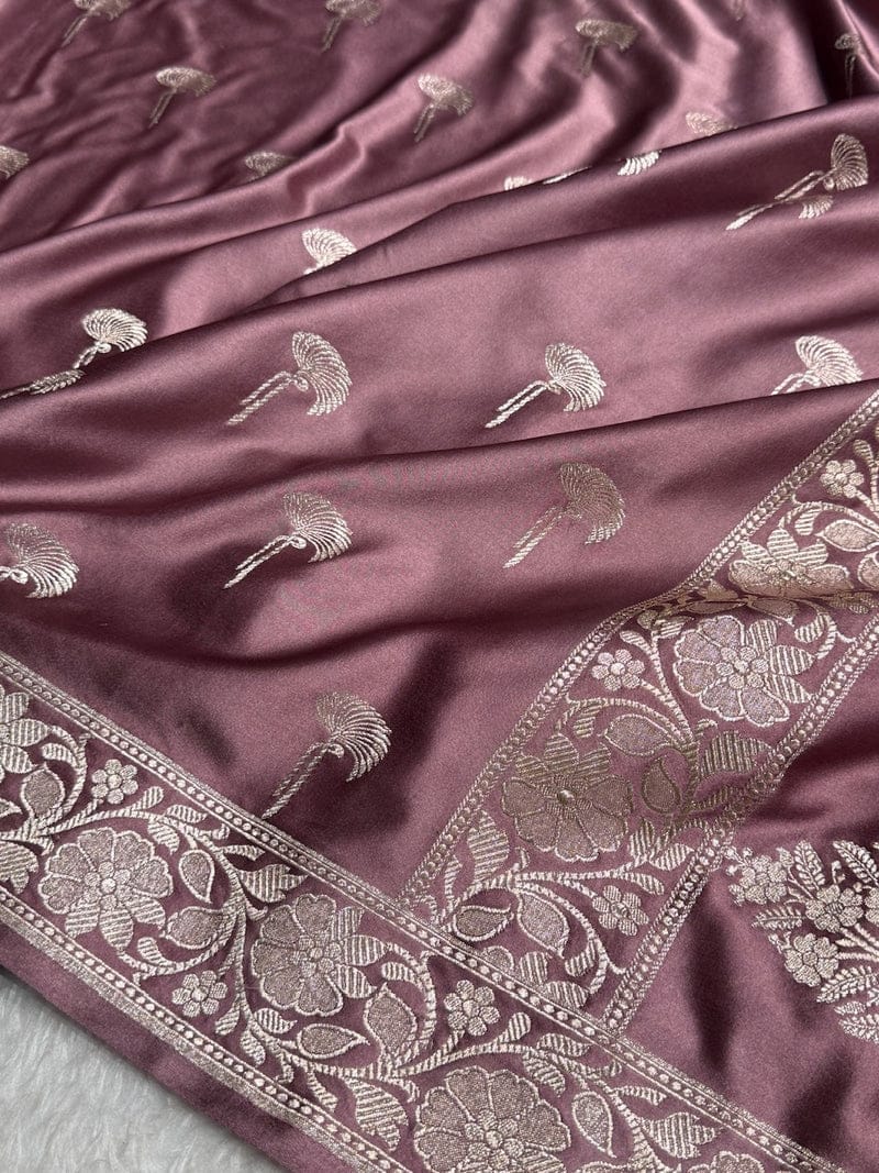 Mashru Silk Banarasi Zari Small Border Plain Design Saree