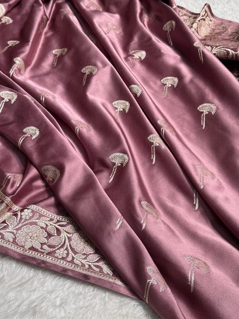 Mashru Silk Banarasi Zari Small Border Plain Design Saree