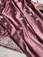 Mashru Silk Banarasi Zari Small Border Plain Design Saree