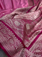 Mashru Silk Banarasi Zari Small Border Plain Design Saree