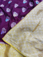 Contrast Light Weight Katan Silk Mina Buti Design Saree
