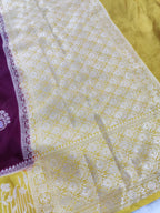 Contrast Light Weight Katan Silk Mina Buti Design Saree