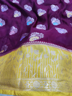 Contrast Light Weight Katan Silk Mina Buti Design Saree